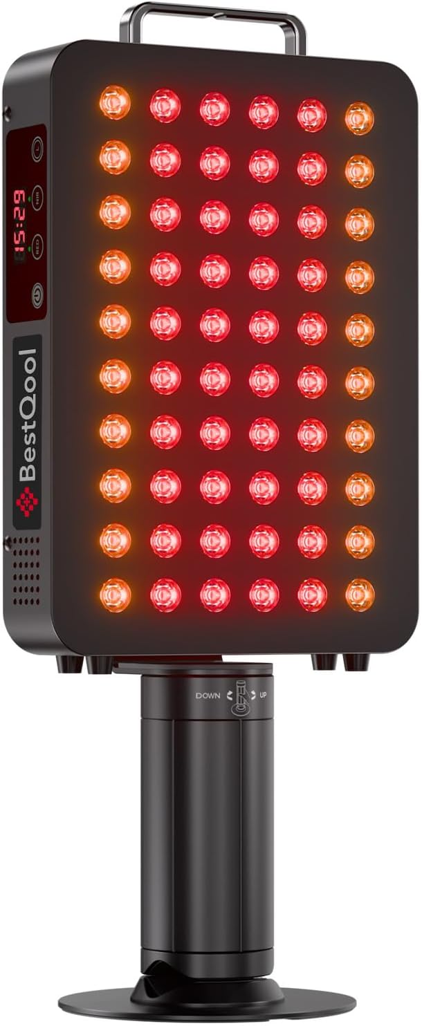 BestQool Red Light Therapy Panel, 6 Wavelengths Infrared Light Therapy with Stand, FSA-HSA Elite Grade 60 LED Dual Chip Red Light Therapy for Body, Face, Infrared and Red Light Lamp, 140W