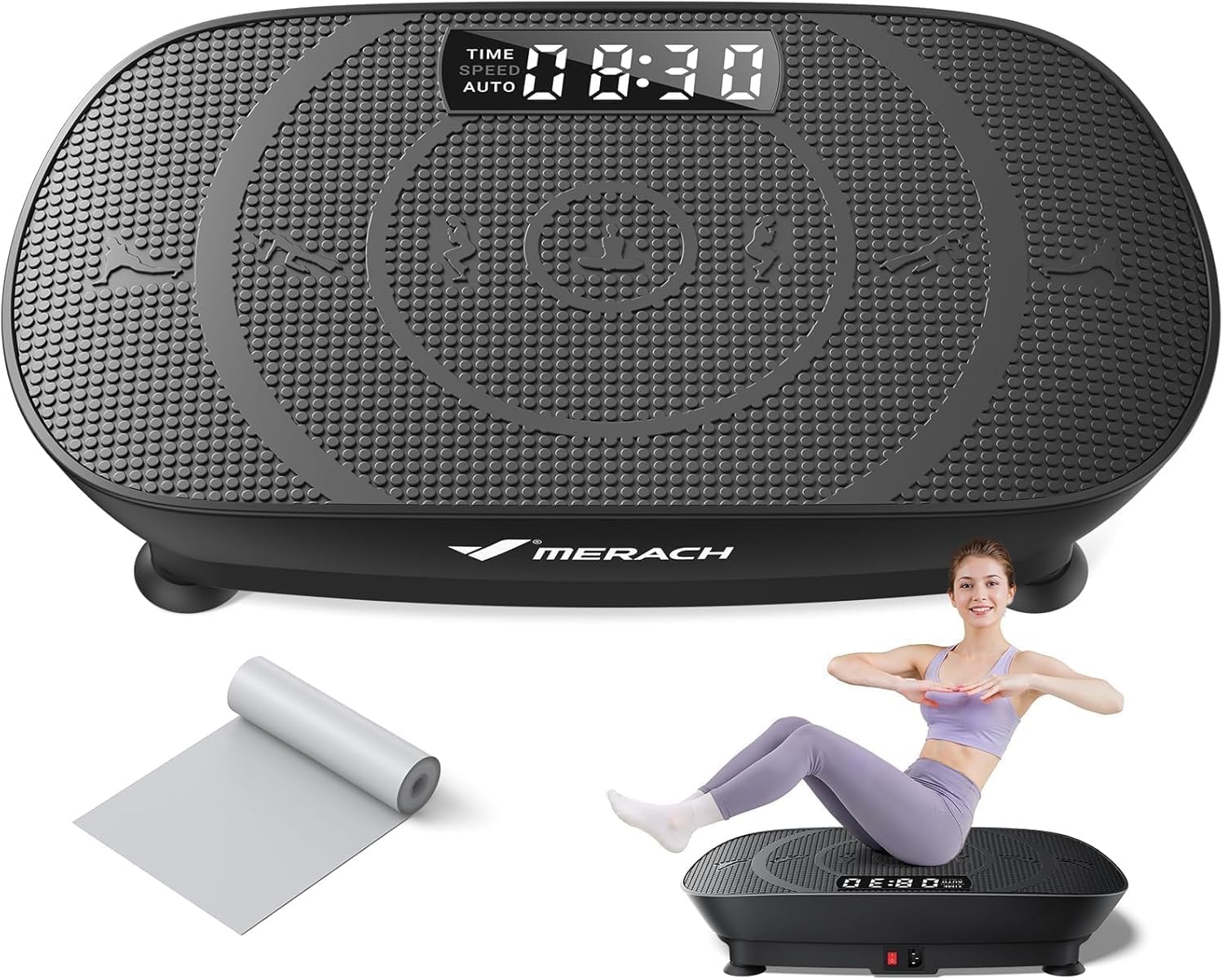 Vibration Plate Exercise Machine, Whole Body Workout Equipment for Women, Bluetooth and Silicone Pedal, Vibration Plate with Auto Mode, Vibrate Fitness Platform for Home