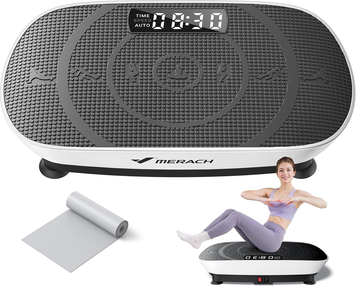 Vibration Plate Exercise Machine, Whole Body Workout Equipment for Women, Bluetooth and Silicone Pedal, Vibration Plate with Auto Mode, Vibrate Fitness Platform for Home