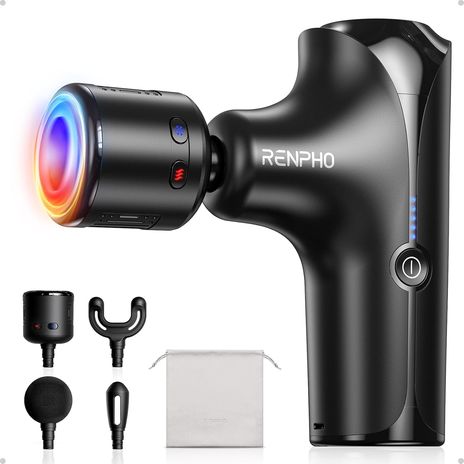 Active Thermacool 2 Red Massage Gun with Infrared Heating, Cool Head | VA Display, Deep Tissue Massage for Athletes, Percussion Massager with Heat & Cool for Muscle Relief, 3 Light Modes, 5 Speeds
