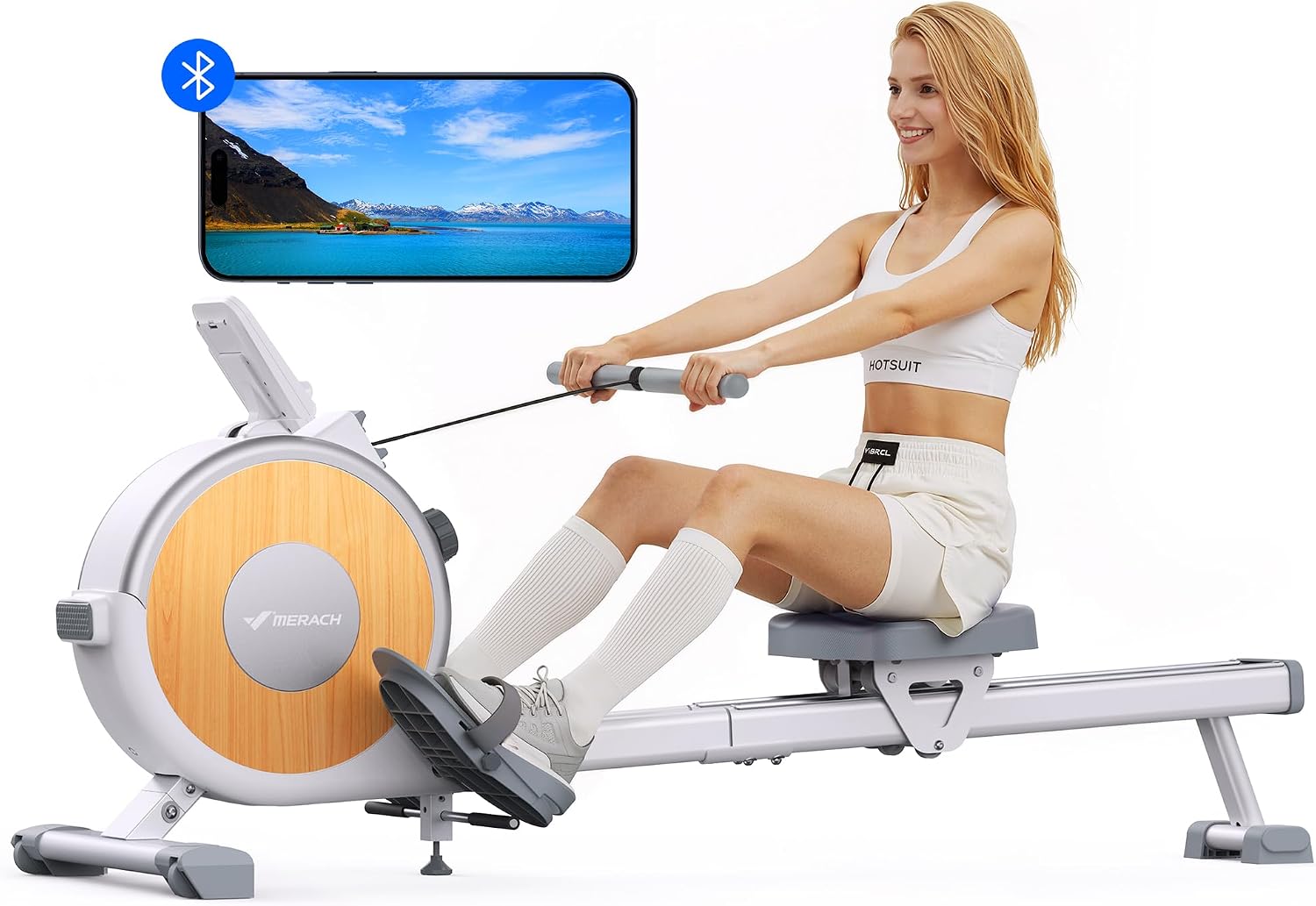 Rowing Machines for Home, Magnetic Rowing Machine with 16 Levels, Rower Machine of Quiet Resistance, Dual Slide Rail with Max 350lbs Weight Capacity, App Compatible