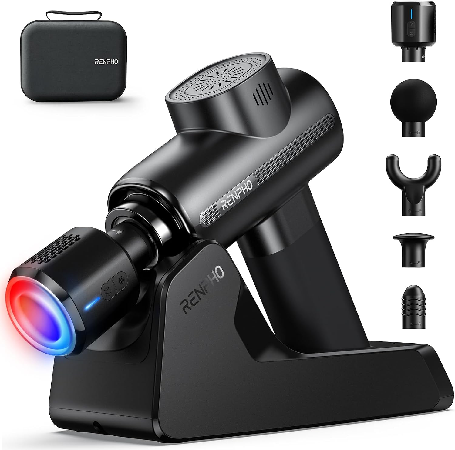 Active Thermacool 2 Red Massage Gun with Infrared Heating, Cool Head | VA Display, Deep Tissue Massage for Athletes, Percussion Massager with Heat & Cool for Muscle Relief, 3 Light Modes, 5 Speeds