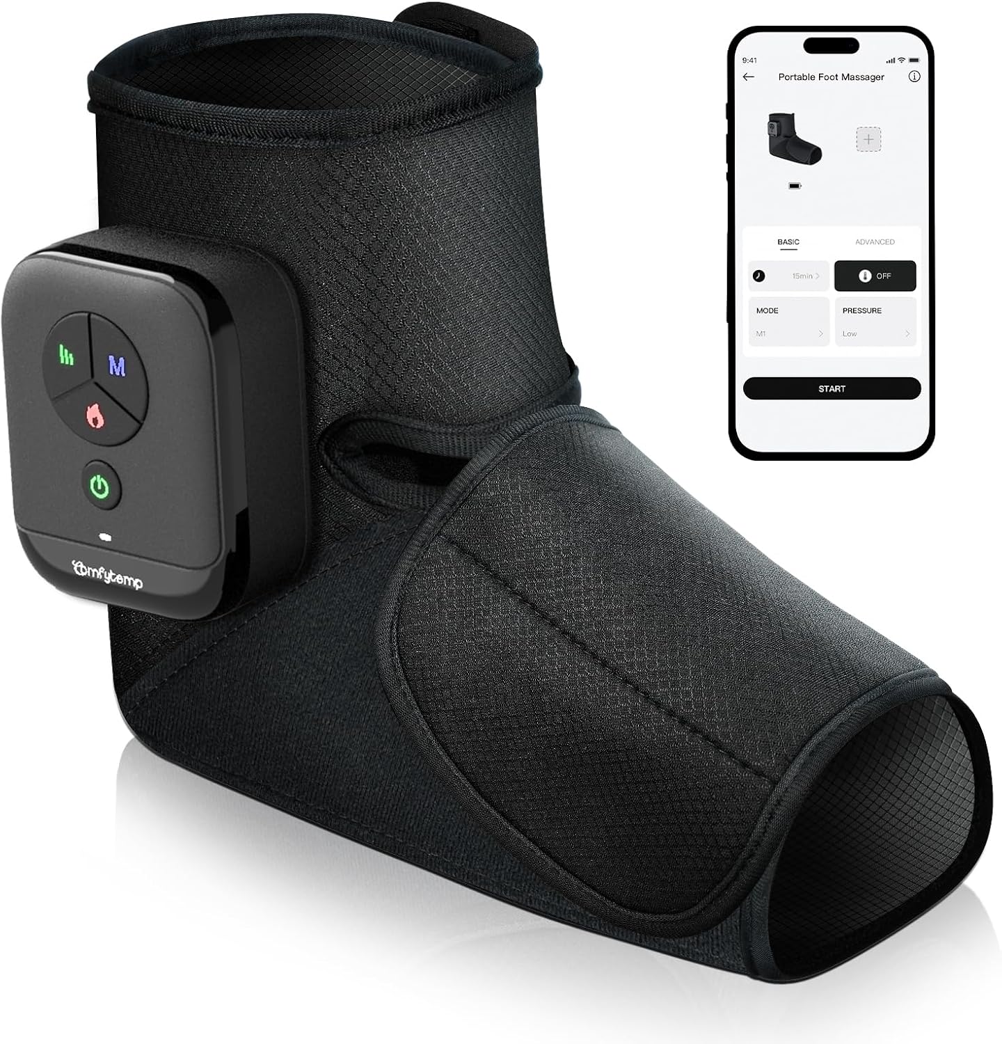 Portable Air Compression Foot Massager with Heat, FSA Eligible HSA, Cordless Foot and Ankle Compression Boots for Circulation, Recovery for Swelling, Plantar Fasciitis (Fit Size 6 to 10)